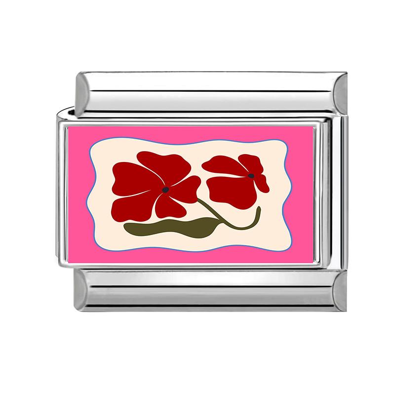 Y2K Pink Sunset Heart Butterfly Piano Star Flowers Italian Charm Links Fit 9mm Stainless Steel Women DIY Making Bracelet Jewelry