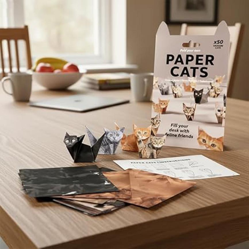 Creative DIY Paper Cats Handmade DIY Paper Cat Dog Dinosaur Folding Animal Folding Craft Paper Set for Home Decoration Gifts