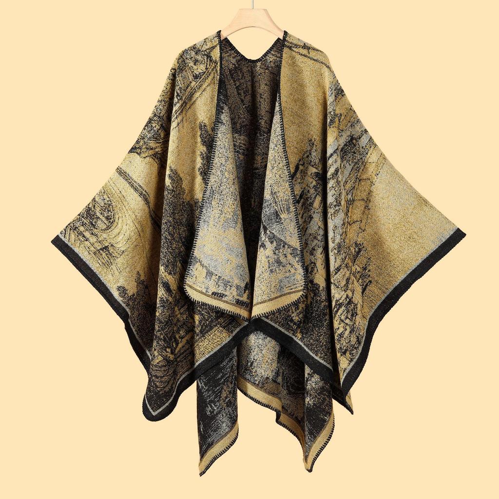 Yunnan Ethnic-Style Large Shawl Cape - Imitation Cashmere Scarf Cloak