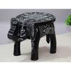 Handcrafted and Emboss Painted Colorful Wooden Elephant Shape Stool Table (8 Inches Height, Black)