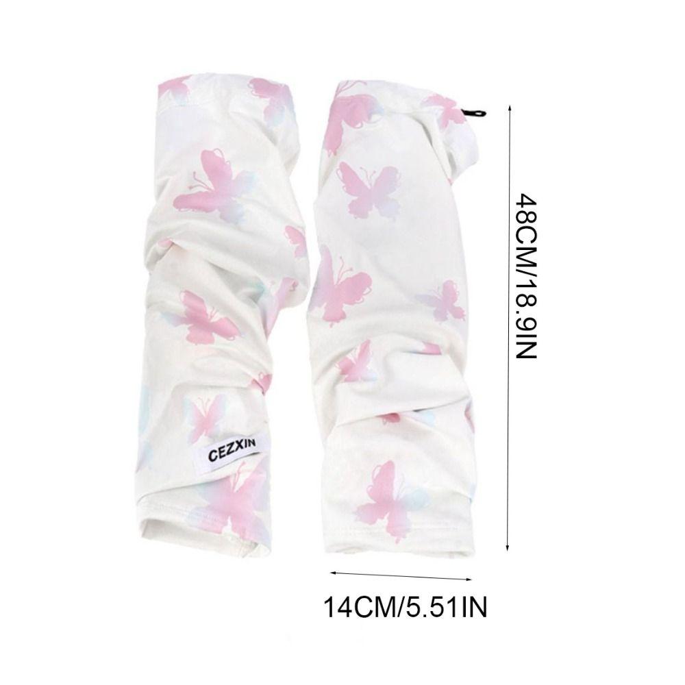 Cool Butterfly Ice Silk Sleeves Gradient Solid Color Sunscreen Arm Sleeve Sunshade Sun Protection Summer Long Glove Cycling