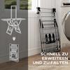 Foldable Clothes Airer, Standing Dryer with Adjustable Wings and Shoe Holders. Stainless Steel. 156.5 x 68 x 192 cm. Silver
