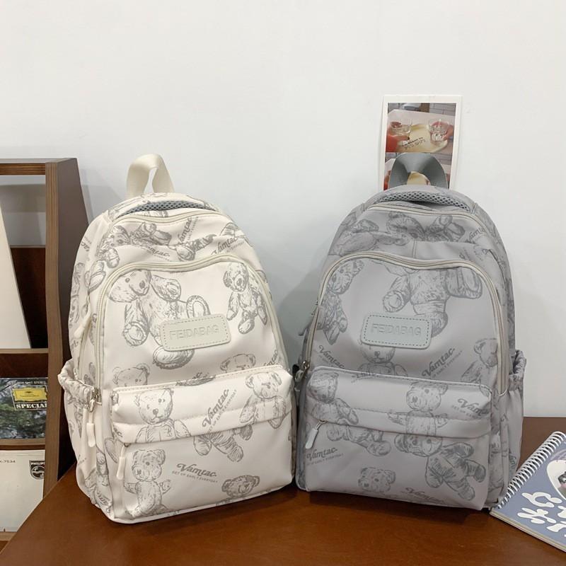 High-face Value Small Fresh Backpack Girls Light Large Capacity Junior High School Students Schoolbag Bear Casual