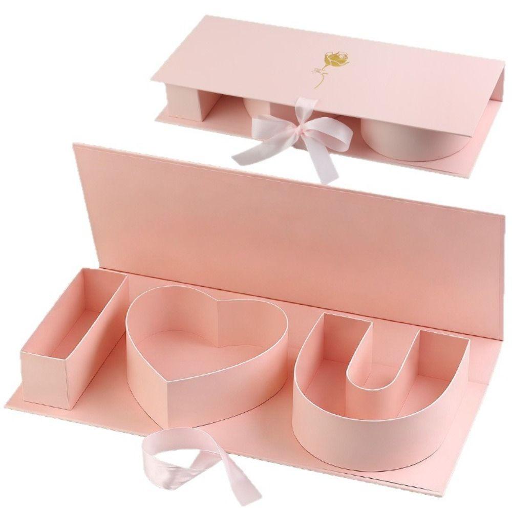 Rectangle I Love You Empty Box Large Size Red Color Valentines Gift Box Romantic Letter-Shaped Thicker Flowers Gift Box