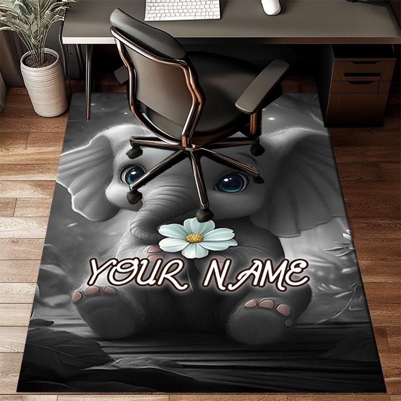 1PC Custom Name Ethereal Elephant Whispers Theme Floor Mat Ideal for Living Room, Game Rooms, Office, Bedroom, Office Floor Mat , Floor Mats for Home