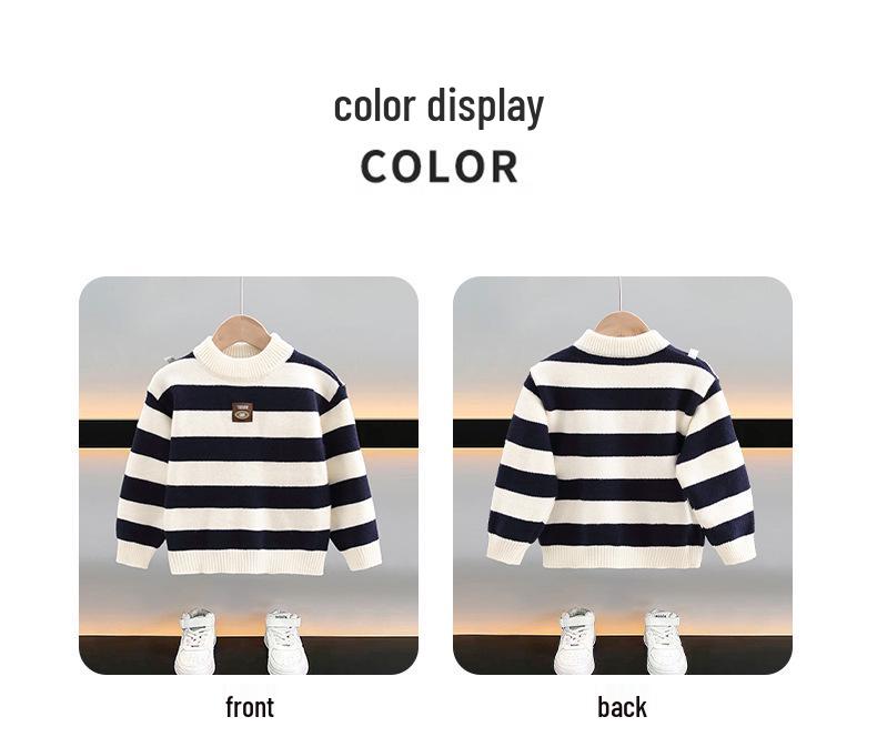 2025 Fashionable Boys' Striped Sweater: Handsome Toddler Spring/Autumn Knitwear