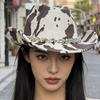European and American New Cow Pattern Decoration Western Cowboy Hat Street Shot Sweet Cool Wind Top Hat Show Face Small Cowboy Hat