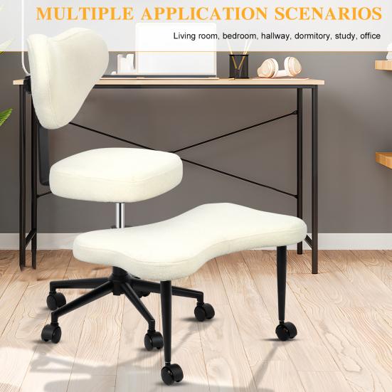 Yoga Meditation Chair with Back Support, Adjustable Cross-Legged Office Chair with Wheels