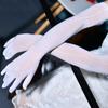 1Pair Long Gloves Anti UV Five Finger Gloves Soft Oil Shiny High Elastic Mittens Thin Nylon Breathable Glossy Sun Protection