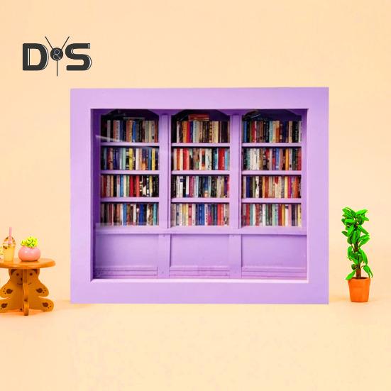 Ångest Bokhylla Miniatyrbibliotek med 200 st Miniböcker Skaka bort din ångest Träbokhylla Sensorisk leksak för Hem Kontorsinredning