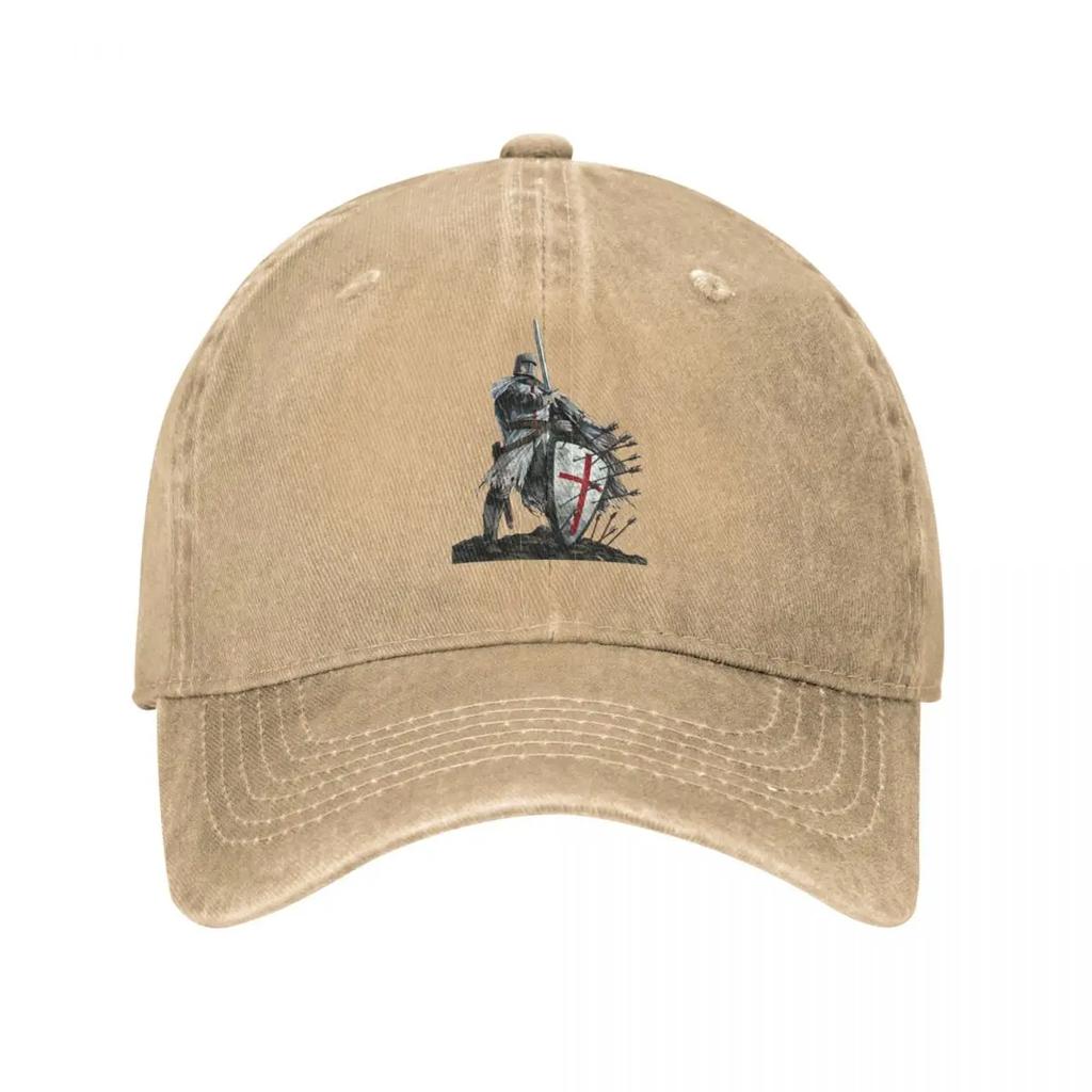 Tempelritter Schild Kreuz Schwert Ritter Baseballkappe Vintage Used Baumwolle Rüstung Helm Emblem Kappe Outdoor Hüte Kappe