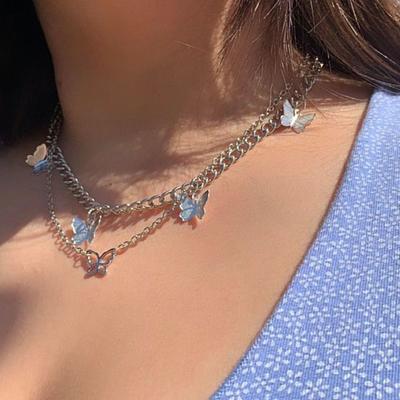 Y2K Mode Vlinder Meerlaagse Ketting Vlinder Hanger Dames Boheemse Ketting Sieraden
