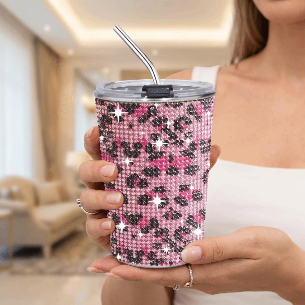 500ml Rhinestone Water Cup Sparkling Bling Stainless Steel Water Bottle Reusable Unbreakable Glitter Coffee Mug Bridemaid Gift