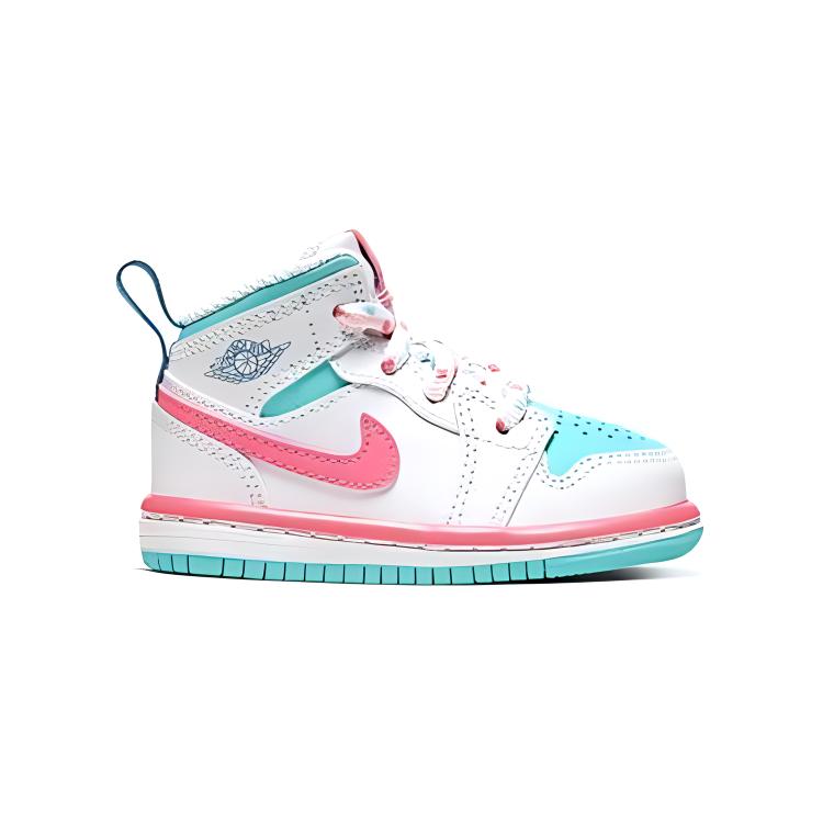 Jordan 1 Mid White Pink Green Soar TD 644507-102