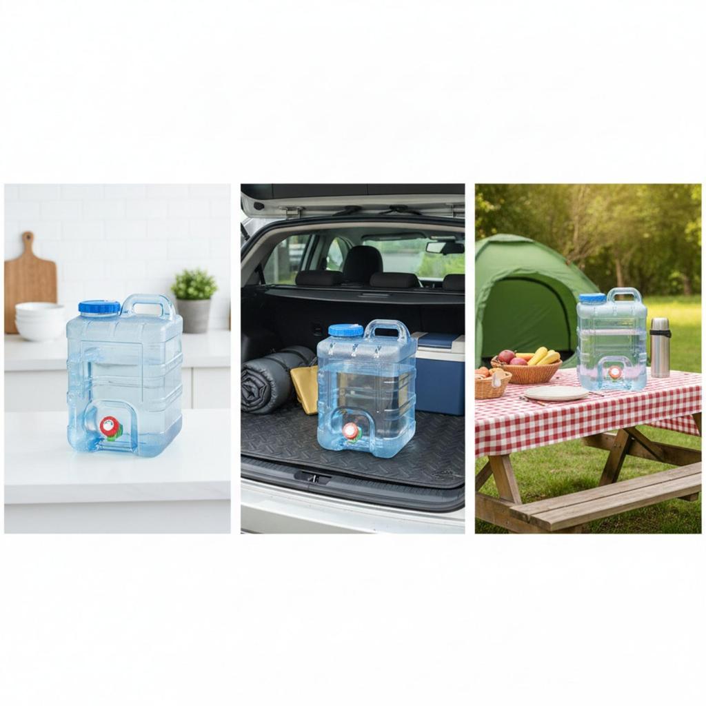 Water Jug with Spigot Transparent Faucet Portable for Campers, Journeyers, Camping,