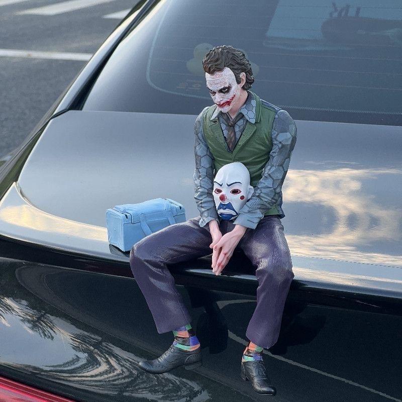 Neue Joker Heath Ledger Actionfiguren Auto Dach Dekoration Tragbare Wilde Maske Statue Modell Auto Puppe Spielzeug Sammlung Weihnachtsgeschenk