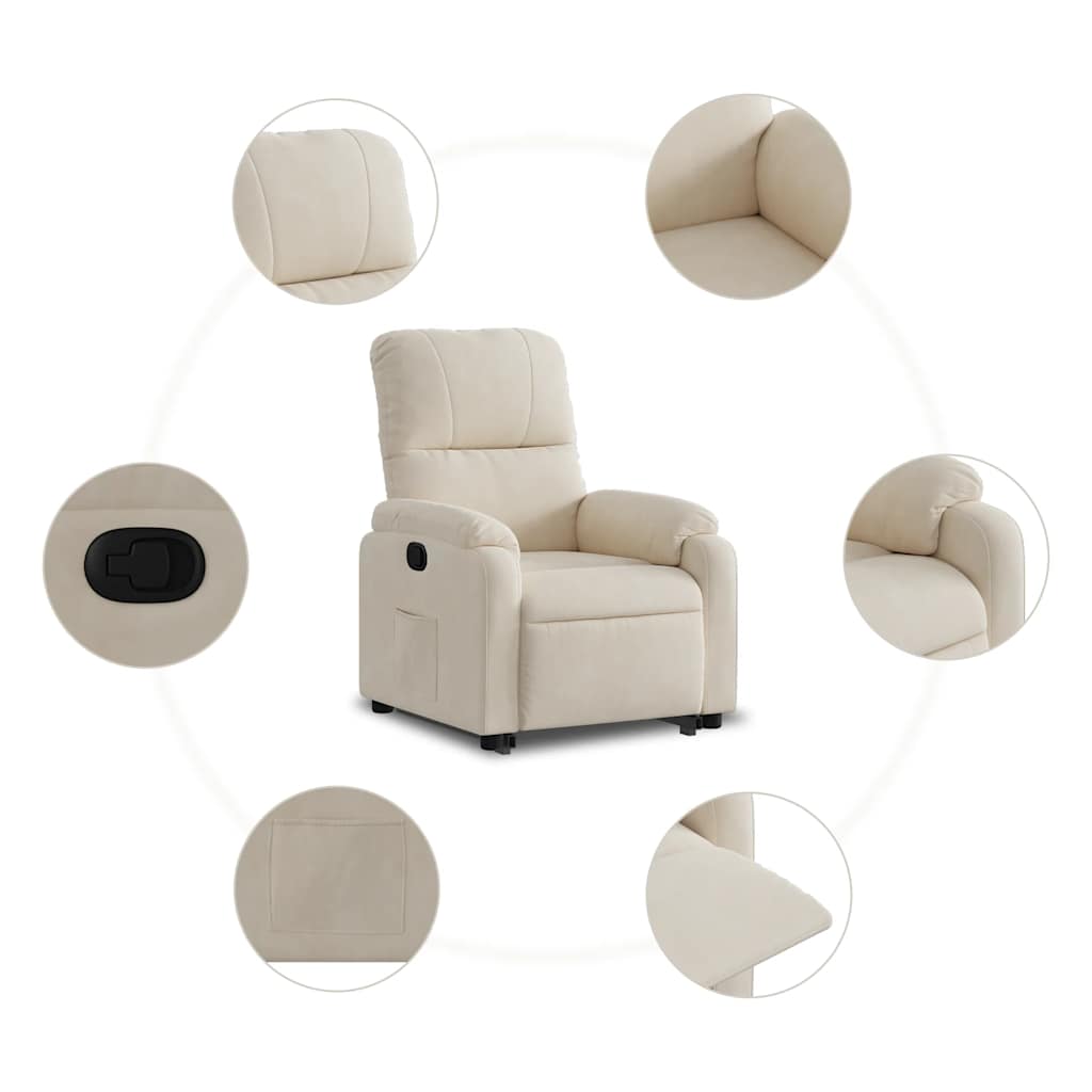 Recliner with Rising Aid Beige Microfiber Fabric