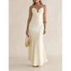 European and American New Neck Halter Suspender Pleated Slim Hip Skirt Sexy Fishtail Dress