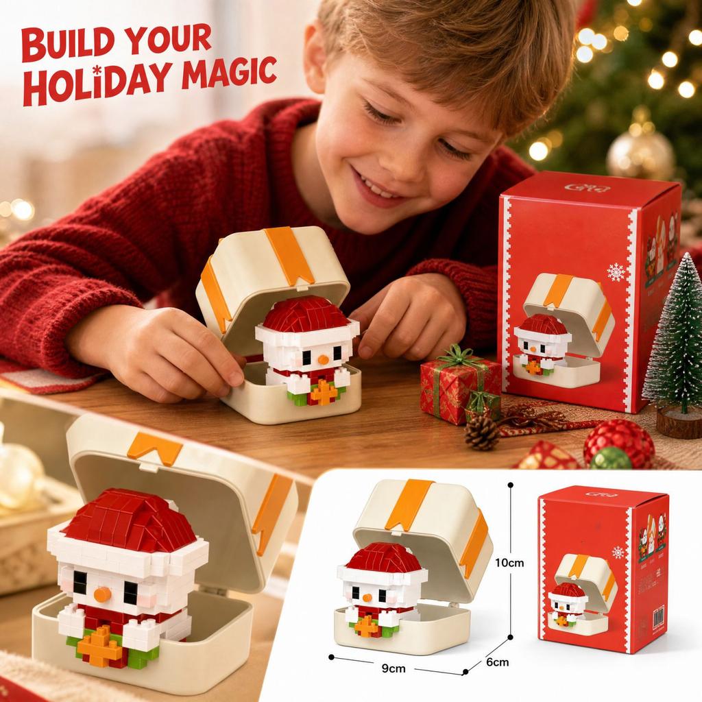 Christmas Building Set for Kids, Holiday Toy Bricks with Festive Colors, Creative DIY Building Kit, Fun Party and Stocking Stuffer