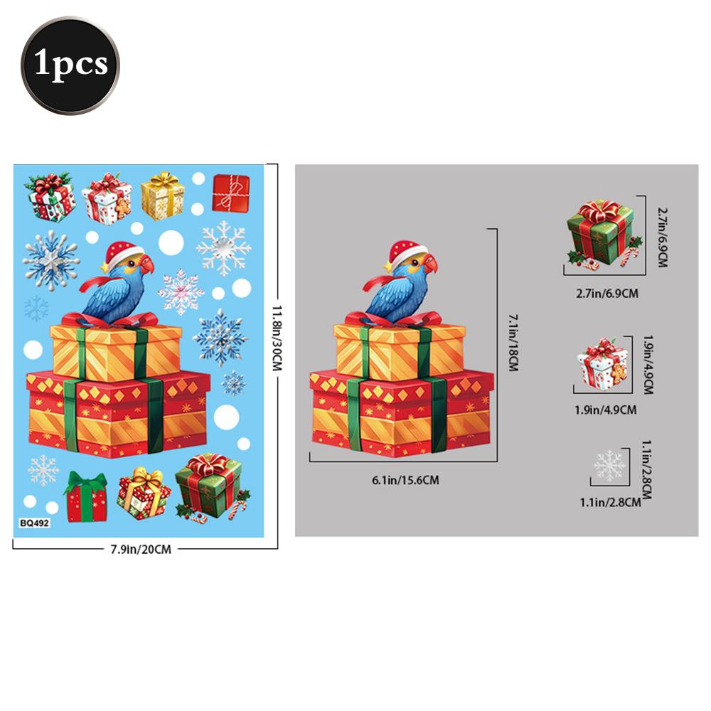 2026 Christmas Window Stickers Santa Claus Reindeer Snowmen PVC Static Glass Stickers No Glue Reusable Christmas Home Decoration