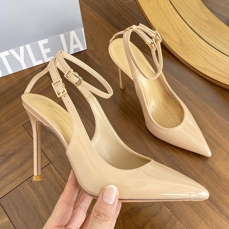 

Nude high heels women s stilettos summer 2025 new models are not tired of feet temperament sexy imperial sister patent leather pointed single shoes 40