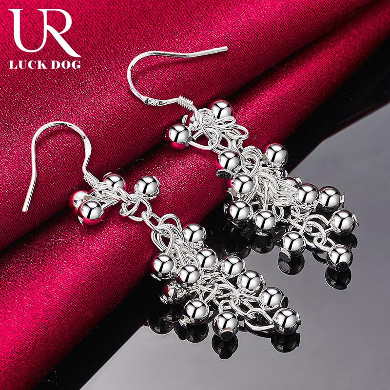 Cercei piercing cu bile din argint sterling 925 neted, mărgele de struguri, bijuterii de nuntă la modă