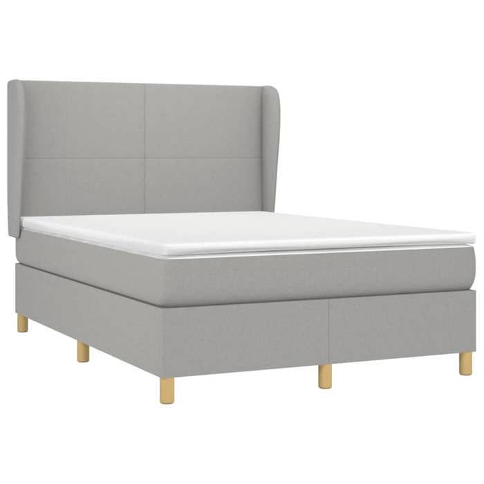 VidaXL Lit à sommier tapissier avec matelas Gris clair 140x190cm Tissu - Modèle 3128357