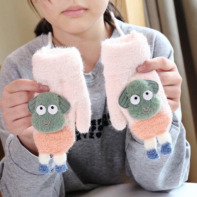 

Овечьи перчатки зимние детские плюшевые перчатки новые для мальчиков и девочек детские плюшевые грелки для шеи варежки