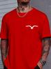 Unisex Crew Neck Tee Minimal Seagull Chest Silhouette Print Short Sleeve Oversized Male Daily Casual Soft Breathable Basic Wear Top