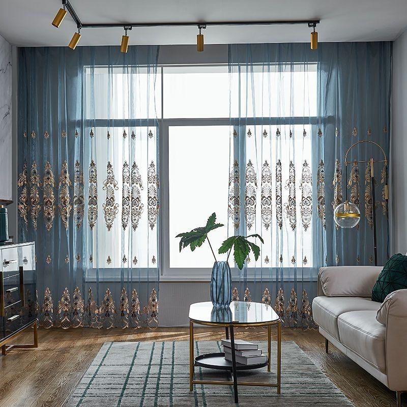 Elegant French Lace Embroidered Sheer Curtains Curtain Window Screen European Embroidery Blackout Atmosphere Balcony High-end Bedroom Screen Curtain