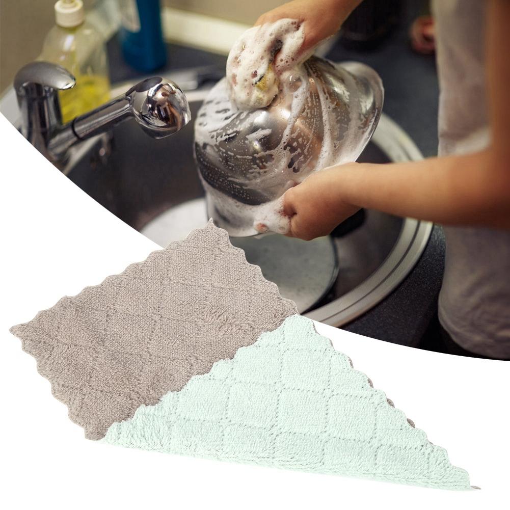 8pcs Soft Double Sided Cleaning Cloth Water Absorption Dish Towel Kitchen Cleaning Tool