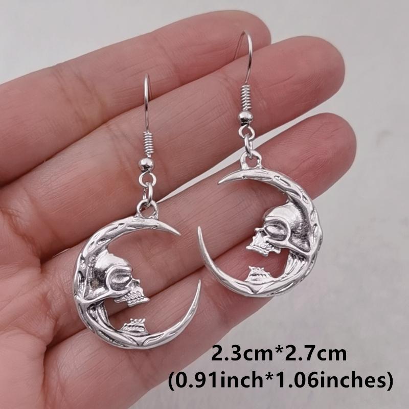 Cercei cu craniu argintiu antic de modă pentru femei, bijuterii cu craniu întunecat, gotic, cadouri