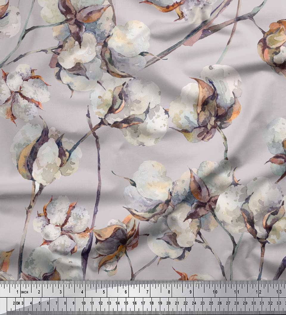 

Тканина Soimoi Black, Японія, креп-атлас, ватна кулька, тканина з квітковим декором, друкований метр, 42 дюйми 42 Inch Wide - Poly Crepe світло-сірого кольору