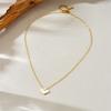 Collier pendentif cœur en nacre blanche plaqué or 18 carats, Collier délicat avec breloque amour en zircone cubique pour femme, Bijoux minimalistes