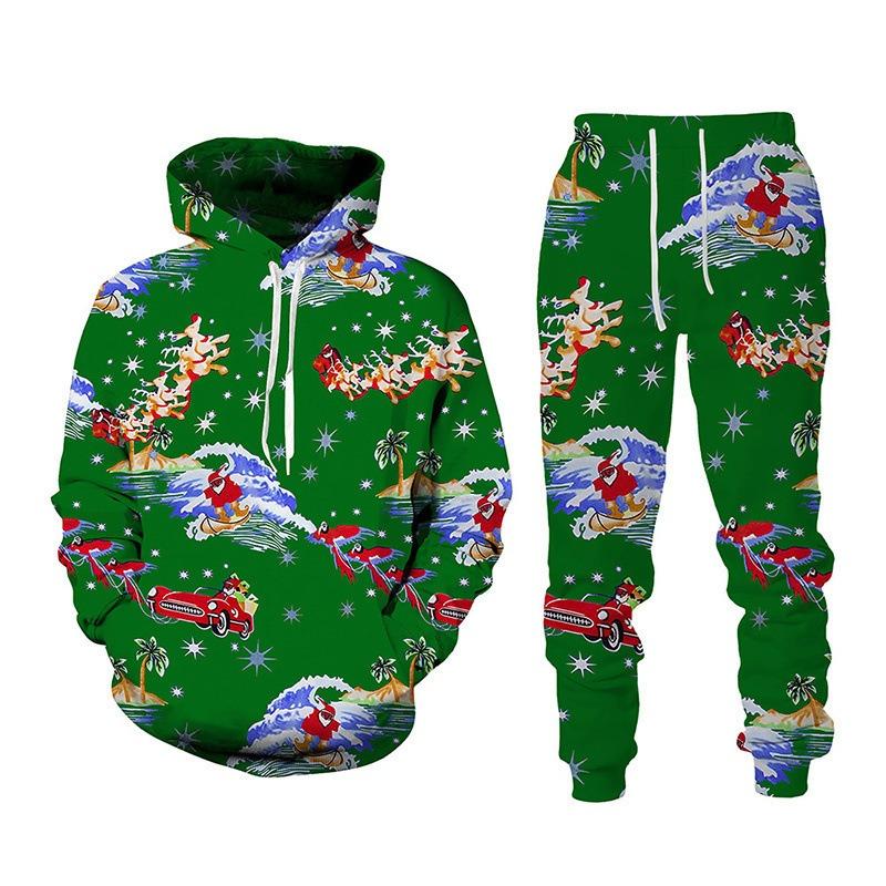 Christmas Series 3D Print Autumn Hoodies Pants Sets Men's Sweatshirts Sweatpants Two Piece Suits Outdoor Tracksuit Man Clothing