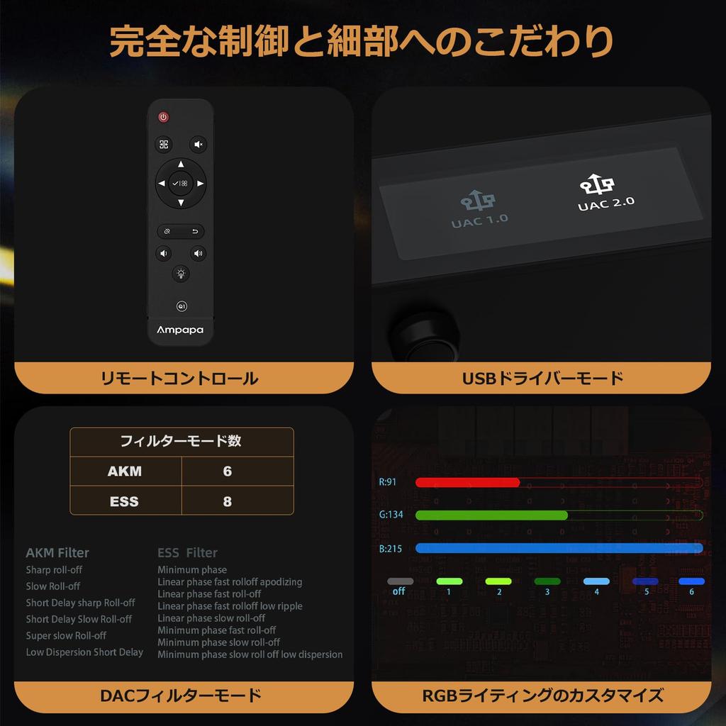 Ampapa Q1 Doppio DAC HiFi DAC USB DSD512 Amplificatore per Cuffie Bluetooth con Amplificatore Stereo Domestico Ascolto da Scrivania Convertitore DA Convertitore 768kHz/32bit