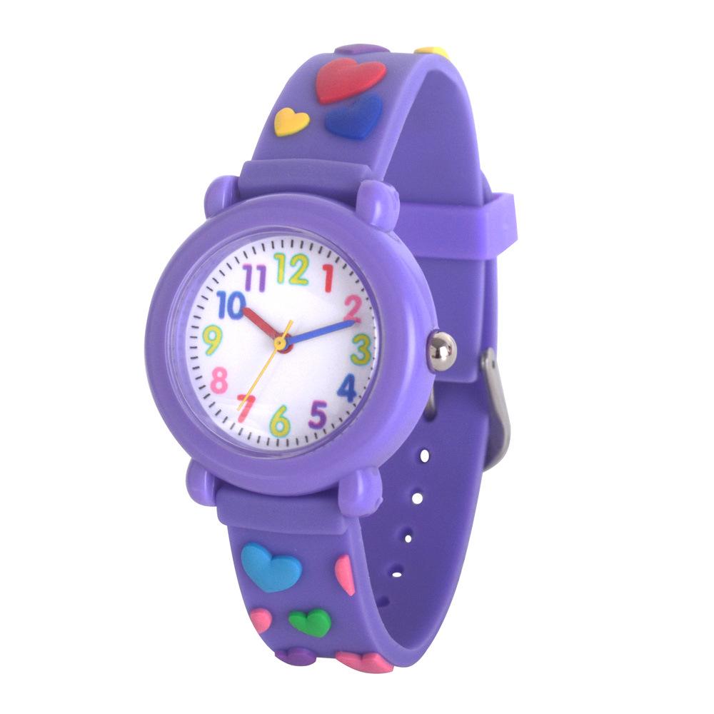 

Детские мультяшные кварцевые часы: 3D ремешок, Круглый корпус, Водонепроницаемый, Простой дизайн