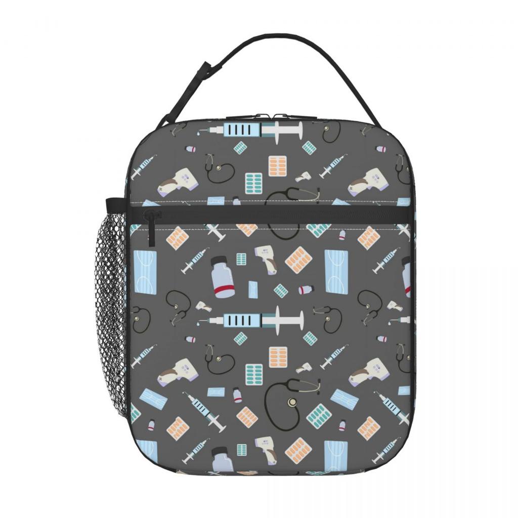 Medical Equipment Pattern Insulated Lunch Bag for Kids School Cooler Thermal Food Box Tote Leakproof Lunch Boxes Container