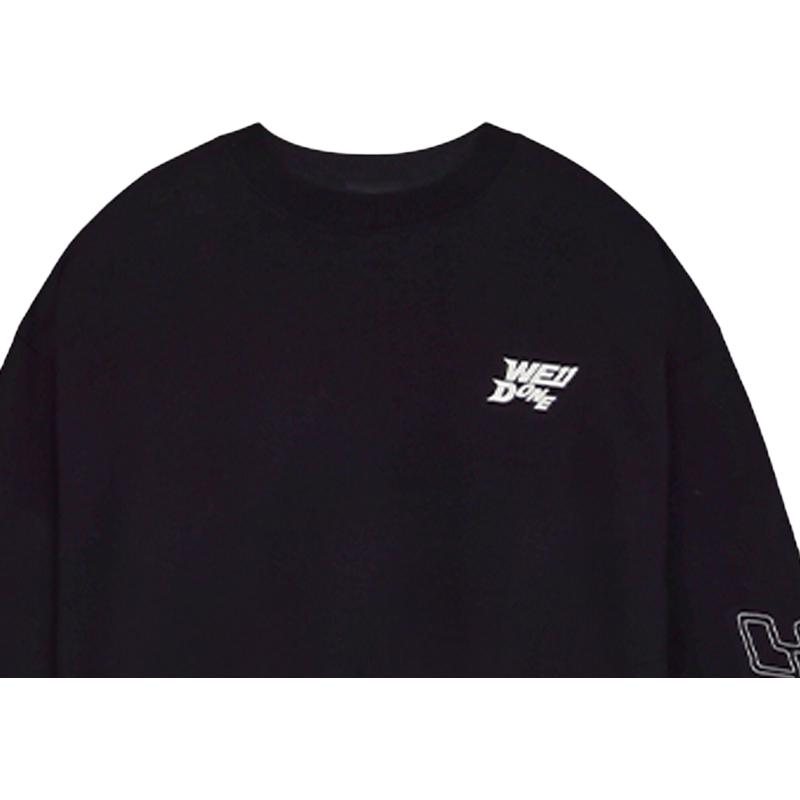 WE11DONE Ss22 Small Logo Chest Label Crewneck Sweatshirt Unisex Sweatshirt Black WD-TS1-22-699-U-BK
