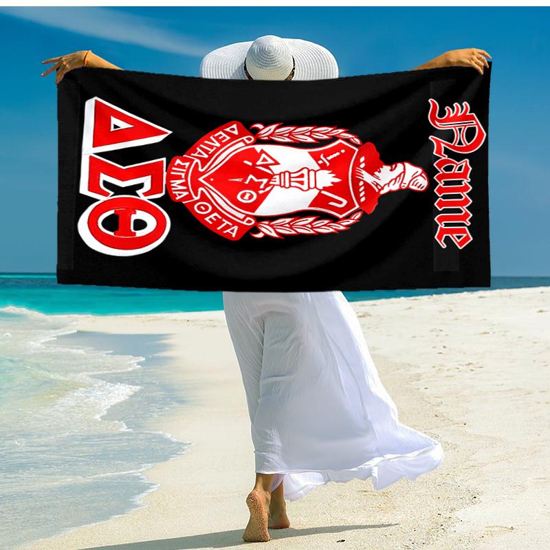 Personalized customized proof beach towel with Delta Sigma Theta pattern - soft, absorbent, quick-drying, perfect swimming, camping&bathing