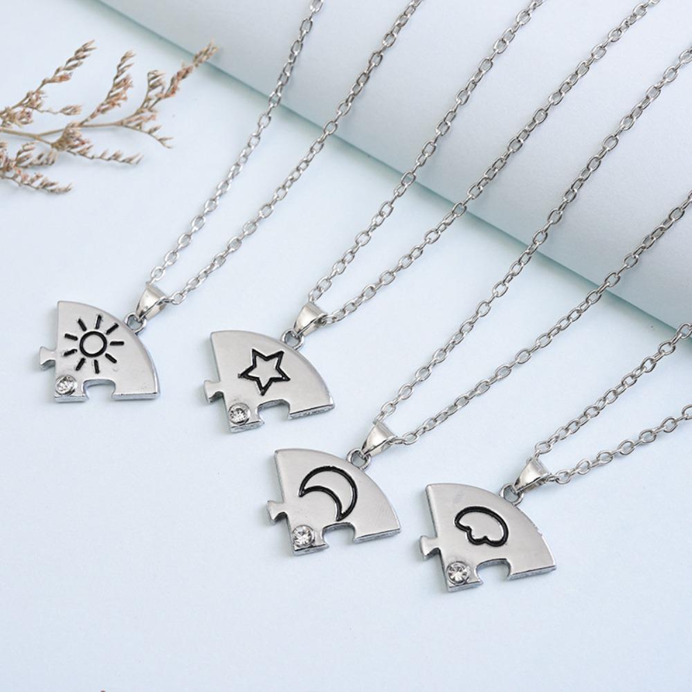 Set di gioielli da 4 pezzi Migliori Amici Per Sempre Collana Sole Luna Nuvola Stella Amicizia