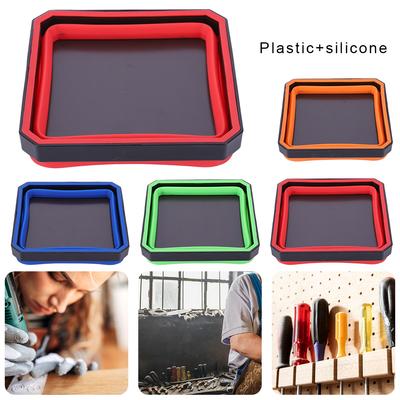 4.53 In Plumber Carpenters Tool Organizer Multicolor Collapsible Magnetic Parts Tray Storage Plate Box Tray for Small Metal Part