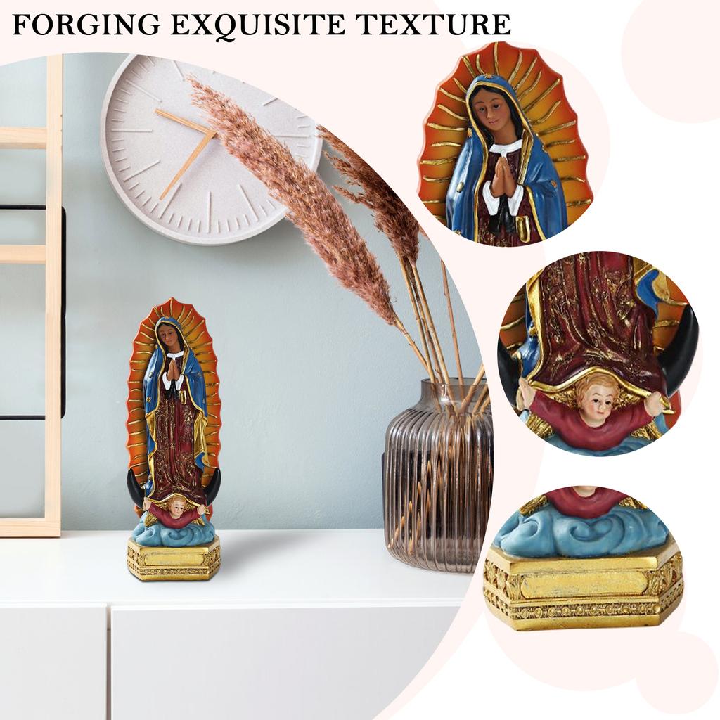 Resin Mexican Virgin Mary Statue Desktop Ornament European Our Lady Statue Handicrafts Home Decor for Office