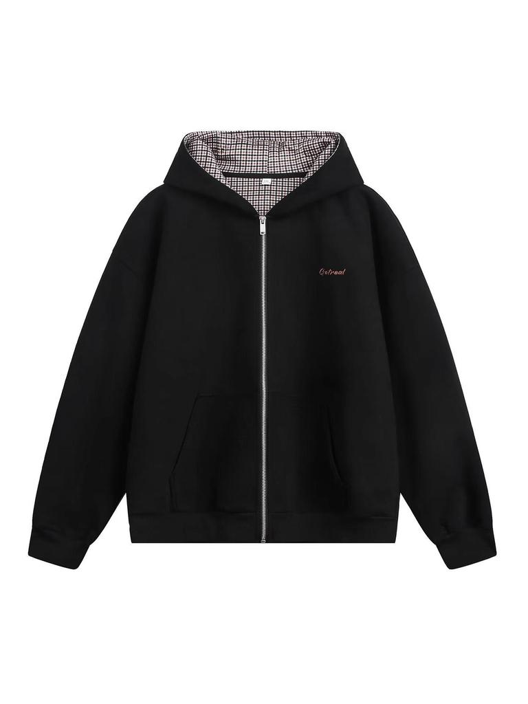 Herren Übergröße Kapuzen-Strickjacke mit Doppelreißverschluss