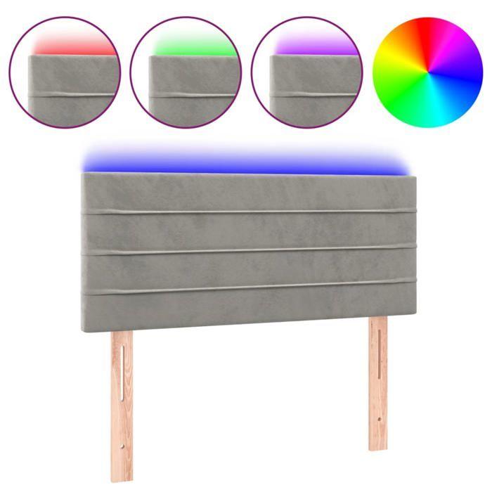VidaXL Tête de Lit à LED Meuble de Chambre à Coucher Accessoire de Lit Simple Tête de Cadre de Lit Intérieur Gris Clair 3121794