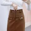 Spring 2026 Versatile High-Waisted Solid Color Midi Skirt 023