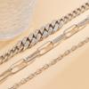 Accessories, Sweet and Cool Cross Stacked Feet, Personalized Full Diamond Cuban Buckle Multi-layer Chain Anklet Women