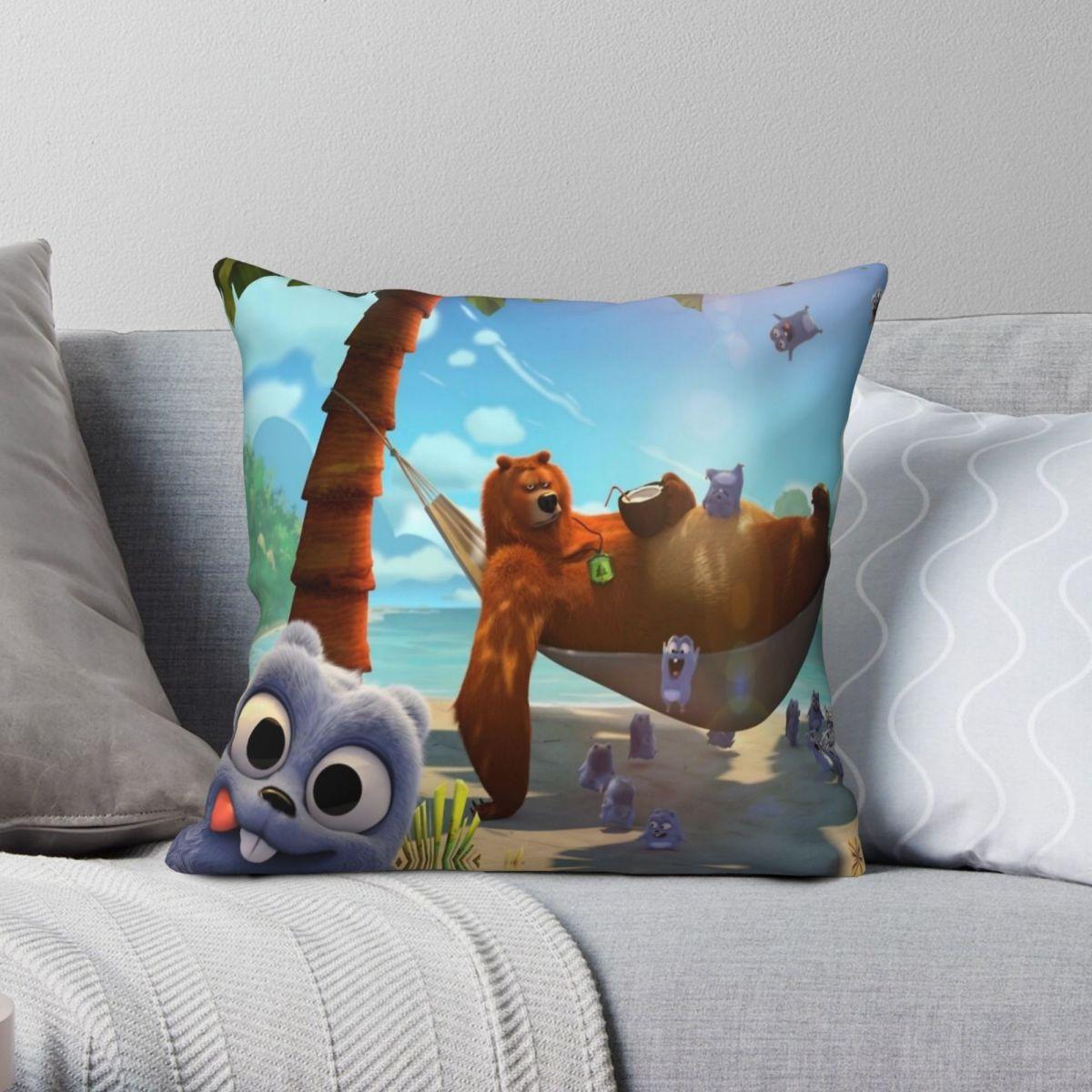 Green Harvest Unisex Grizzy And The Lemmings Holiday Pillowcase Polyester Linen Velvet Printed Zip Decor Throw Pillow Case Bed Cushion Cover 45X45