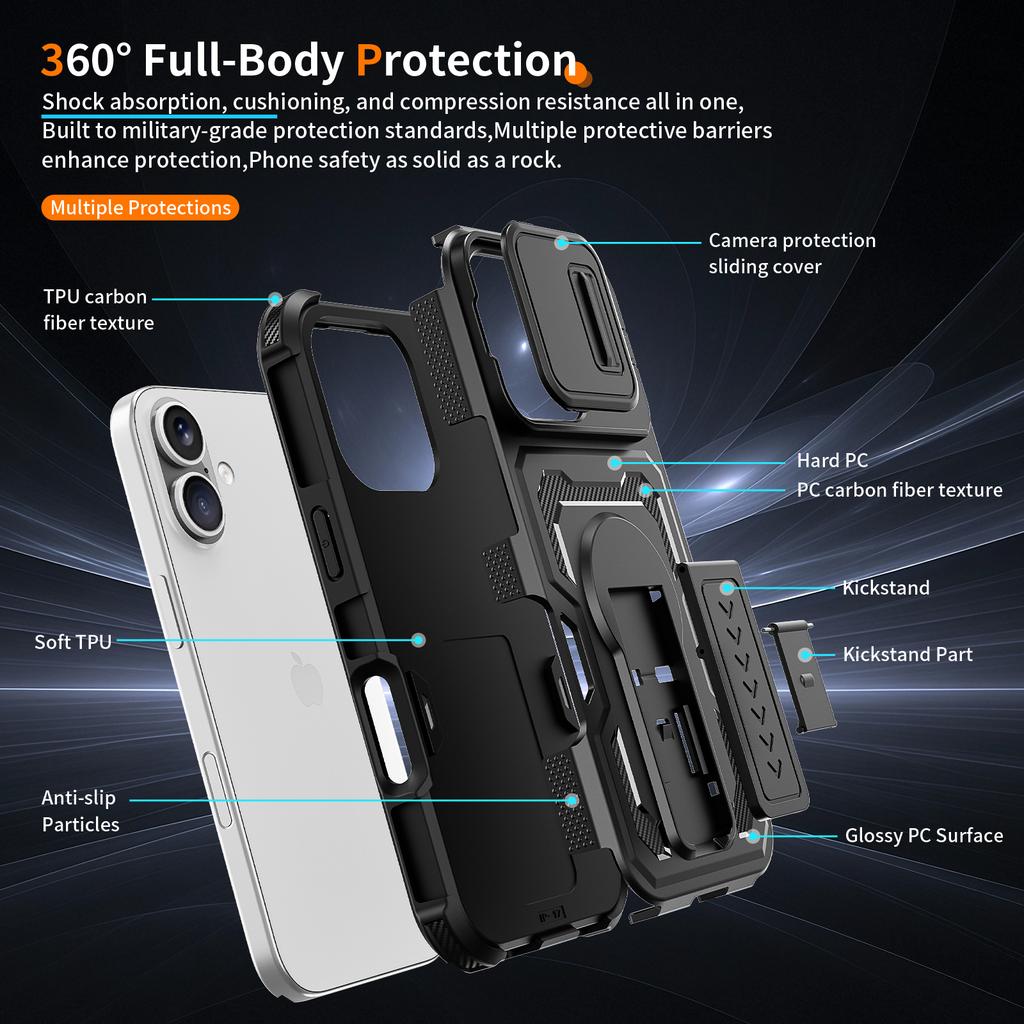 Hard PC+TPU Protector Back Cover Case for Iphone 17 Pro Max 16 Plus 17 Air Iphone17 Iphone16 for Iphone 16 Pro Max Funda