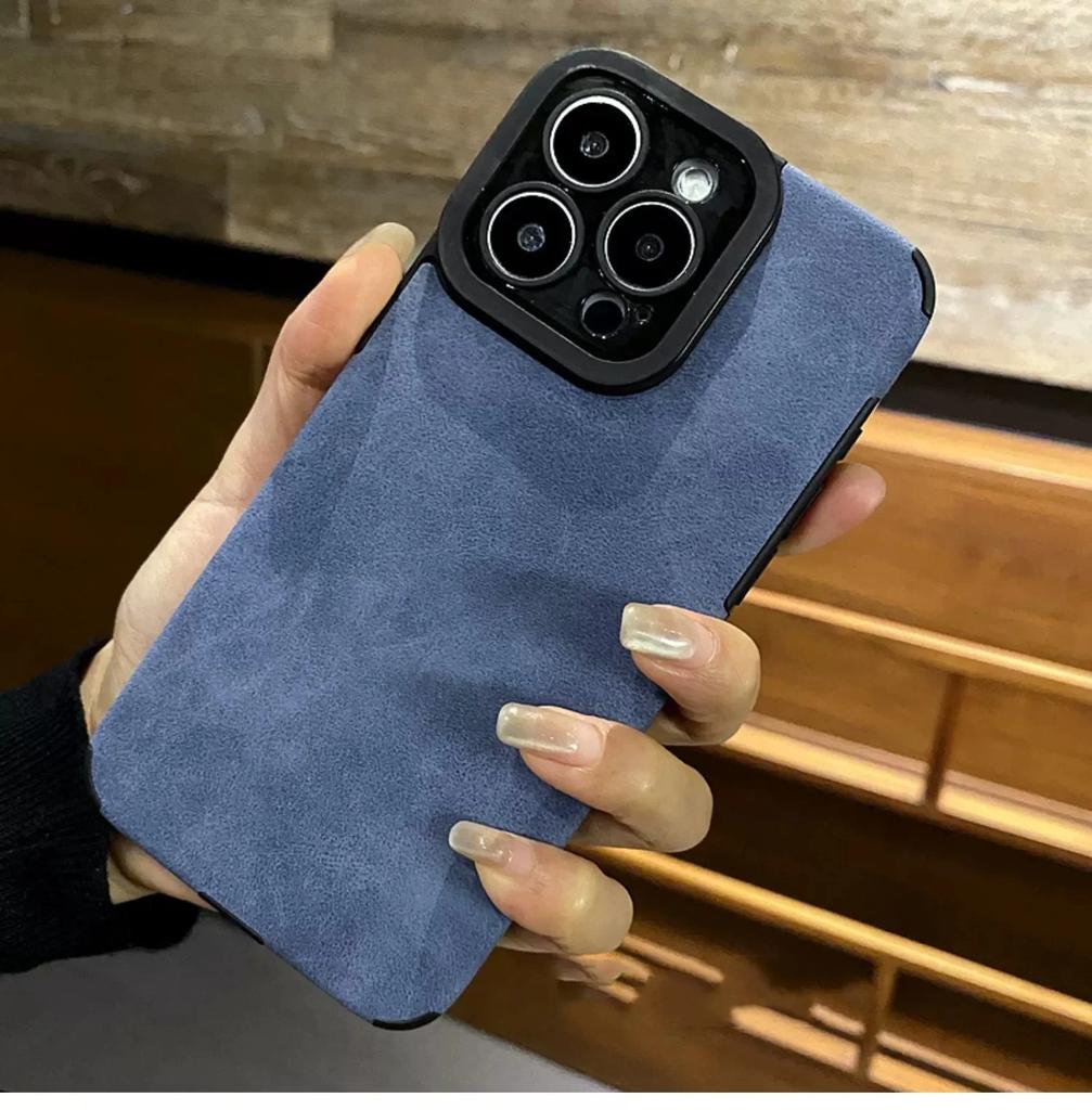 Luxury Matte Soft Leather Phone Case For iPhone 16 15 14 Plus 13 12 11 Pro Max  17Air Lens Protection Shockproof Silicone Cover